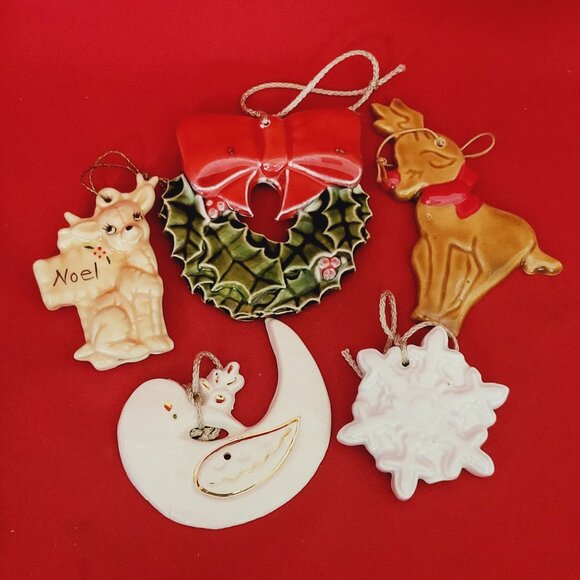 Vintage Ceramic Christmas Ornament Lot of 5 - Picture 8 of 11